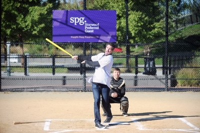 Former NY Yankee Paul O’Neill hits with plastic bat at SPG Moments home run contest
