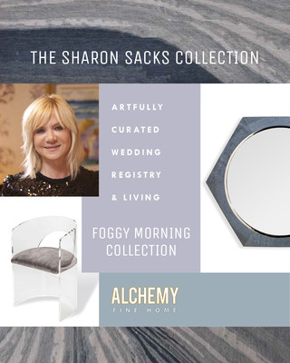 Shop Sharon's curated home decor collection with Alchemy Fine Home featuring cool greys, brushed golds, and deep blues.