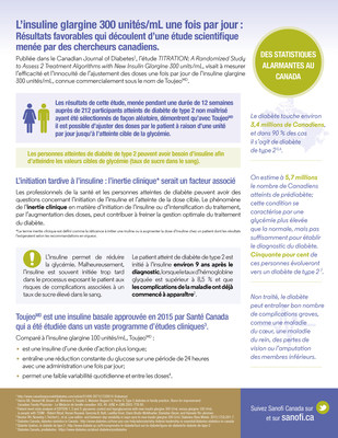 Infographie : Le diabète au Canada - Étude sur l’insuline glargine 300 unités/mL (Groupe CNW/Sanofi Canada)