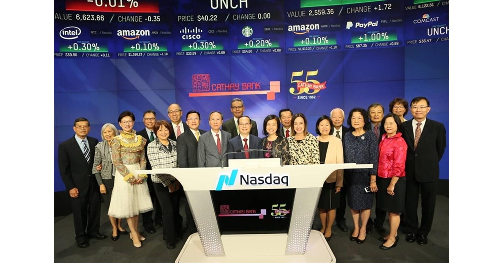 NASDAQ Opening Bell Ceremony to Celebrate Cathay Bank's 55th Anniversary