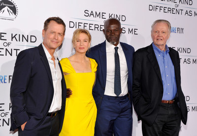 Greg Kinnear, Renee Zellweger, Djimon Hounsou and Jon Voight at "Same Kind of Different as Me" red-carpet premiere. Photo credit:  Photo by John Sciulli/Getty Images for Pure Flix/Paramount.