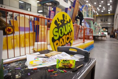 The first ever SOUR PATCH KIDS brand Macy's Thanksgiving Day Parade float, which will rise nearly three stories high, is currently under construction at Macy's Studio.