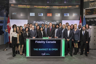 Andrew Wells, Vice Chairman, Fidelity Canada joined Nick Thadaney, President & CEO, Global Equity Capital Markets to open the market to mark Fidelity's 30th anniversary in Canada. Established in Canada in 1987, Fidelity Canada is part of the global Fidelity Investments organization, one of the world's largest providers of financial services. Headquartered in Toronto, Fidelity has more than 1000 employees across Canada, and currently manages a total of $133 billion in mutual fund and institutional assets. (CNW Group/TMX Group Limited)