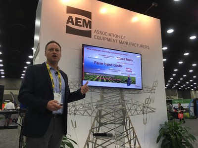 Eric Lescourret, Director of Strategic Marketing at AGCO Corporation, discusses Smart Farm technology at the Association of Equipment Manufacturers' Tomorrow's Topics Today booth the International Construction & Utility Equipment Exposition earlier this month.