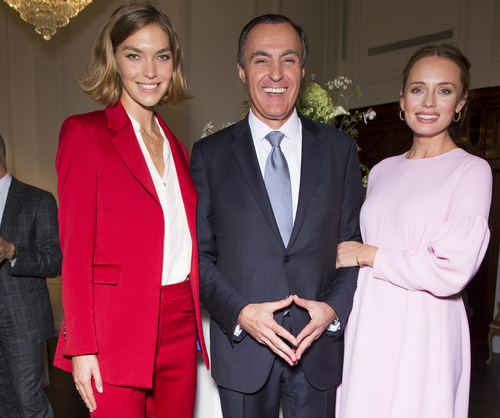 Arizona Muse, Model, LauraHaddock, Actress and President and CEO of Birks, Jean-Christophe Bédos at the Birks Jewellery Launch at Canada House. (CNW Group/Birks Group Inc.)