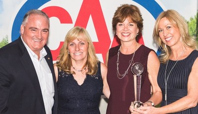From left to right:, CAA National Board Chairman Dale Knox, National Sales Representative AmaWaterways Sandra Gardner, Director Travel Services CAA National Cathy McManaman, and Executive Vice President & Co-Owner AmaWaterways Kristin Karst. (CNW Group/Canadian Automobile Association)