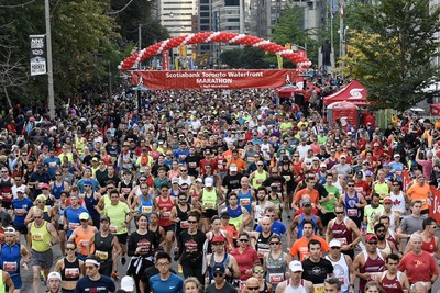 The 28th Scotiabank Toronto Waterfront Marathon took place this weekend. An estimated $3.5 million was raised through the Scotiabank Charity Challenge, supporting nearly 200 local charities. (Photo credit: Todd Fraser) (CNW Group/Scotiabank)