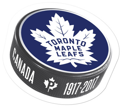 Timbre en forme de rondelle de la couleur bleue propre aux Maple Leafs (Groupe CNW/Postes Canada)
