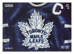 Canada Post celebrates the legacy of the Toronto Maple Leafs by releasing fabric stamp to mark the 100th anniversary