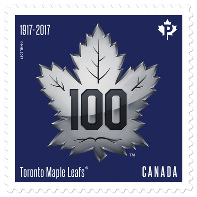 Timbre du centenaire des Toronto Maple Leafs orné du logo de couleur argent (Groupe CNW/Postes Canada)