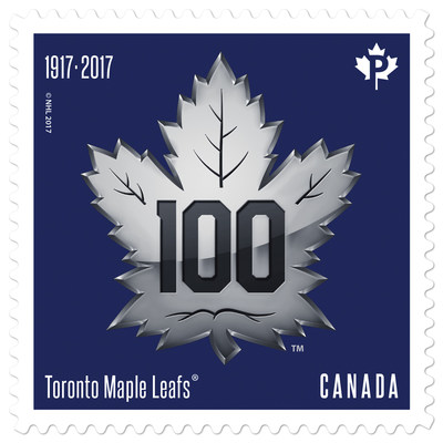 100th Anniversary Toronto Maple Leafs silver logo stamp (CNW Group/Canada Post)
