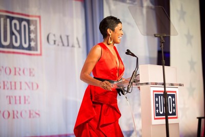 Master of Ceremonies Tamron Hall makes remarks during the 2017 USO Gala on October 19 in Washington, D.C.  USO Photo by Joseph A. Lee