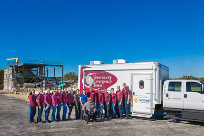 Banfield Foundation and Texas A&M University celebrate the university's first custom, fully equipped veterinary medical unit, which was fully funded by the Banfield Foundation.