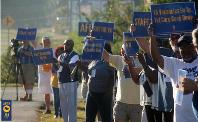 The AFL-CIO has pledged to fight efforts to privatize veterans' health care and restore due process rights for VA workers. The American Federation of Government Employees has been working to improve veterans' access to health care, holding rallies outside VA facilities like the one here in St. Louis, Mo.