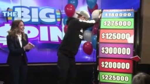 Video: Justin Hogg of Cambridge spins THE BIG SPIN Wheel at the OLG Prize Centre in Toronto. Hogg won a top prize with OLG’s new INSTANT game – THE BIG SPIN.
