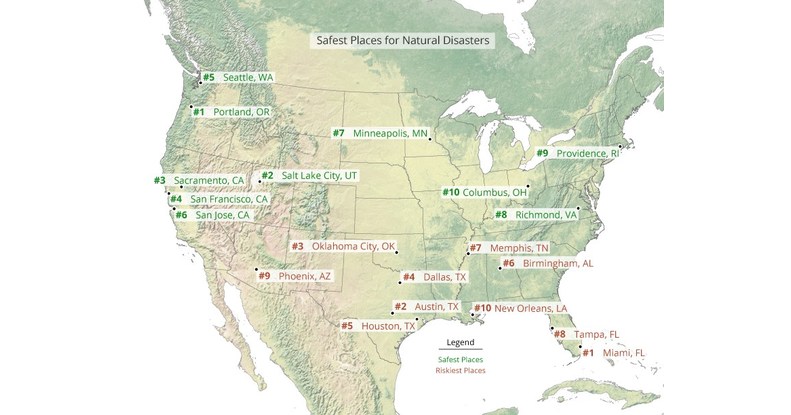 Avoid Natural Disasters: BestPlaces Reveals The Top 10 Safest Places To