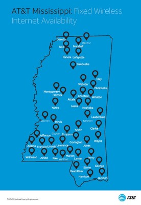 AT&T Mississippi: Fixed Wireless Internet availability map as of October 25, 2017