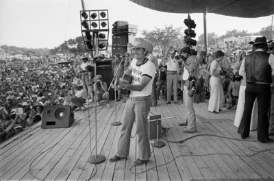 Photo of "Willie Nelson's First Fourth of July Picnic, 1973" (© Jim Marshall Photography LLC), which will be one of the photos on display in Rebecca Creek Distillery's new "Outlaw Country Gallery."