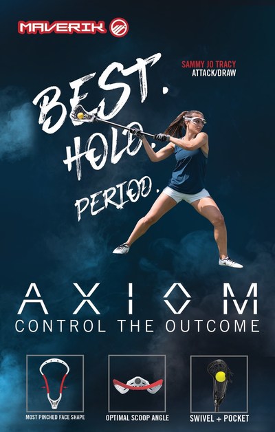 Built for the elite attacker, the new Axiom women's complete from Maverik lacrosse enables players to be a triple threat - passing, shooting and dodging with precision! The redesigned head features several new innovations, but one of its defining characteristics is its hold, which results in added ball retention for shots with big extension, driving the goal, ball handling and open field cradles.