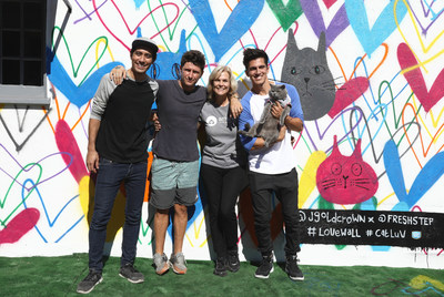 Digital magician Zach King and #LoveWall muralist James Goldcrown joined Aaron Benitez and Prince Michael of Aaron's Animals and Teri Austin of the Amanda Foundation in anticipation of National Cat Day to kick off the Fresh Step #CatLuv campaign at the Amanda Foundation in Beverly Hills, Calif., on Oct. 25, 2017.