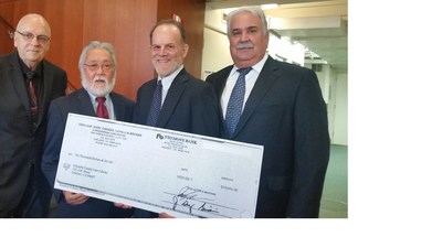 Oakland, CA Gwilliam Firm gives $10,000 contribution to the Alameda County Law Library, (L to R) Gary Gwilliam, Esq.; Honorable Vernon K. Nakahara, Law Library Board Member; Mark Estes, Director Alameda County Law Library and Steven J. Brewer, Esq.