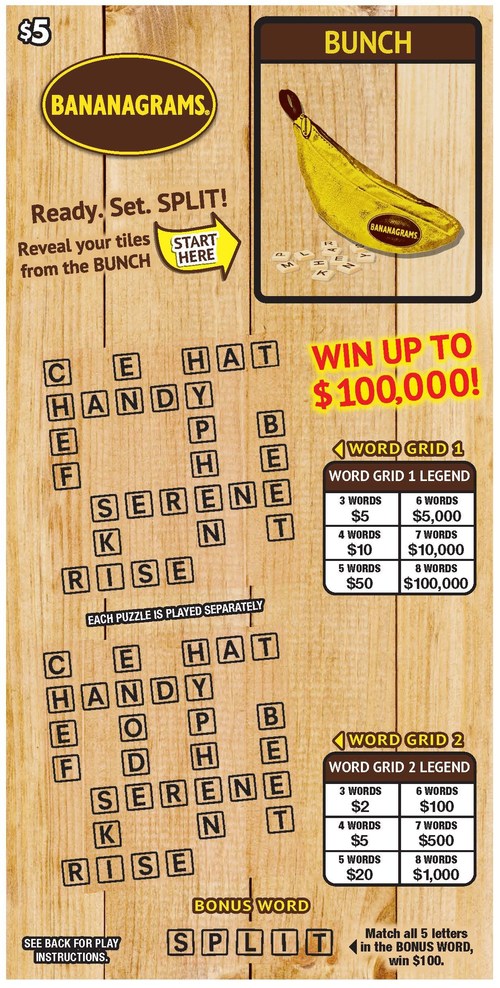 BANANAGRAMS® Instant Tickets Offered By Pollard Banknote (CNW Group/Pollard Banknote Limited)