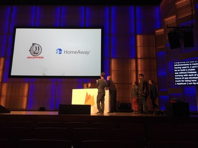 The Whipper team prepares to go on-stage at the Google Firestore Dev Summit in Amsterdam.