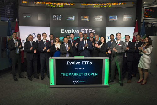 Raj Lala, President & CEO, Evolve ETFs, joined Rob Peterman, Vice-President, Global Business Development, TMX Group, to open the market to launch Evolve Active Canadian Preferred Share ETF (DIVS). Evolve ETFs provides Canadian investors with investment solutions and access to some of the world's largest investment managers. DIVS commenced trading on Toronto Stock Exchange on September 29, 2017. (CNW Group/TMX Group Limited)