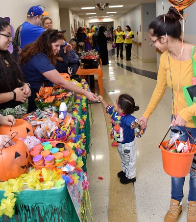 Pediatric patients spending Halloween in the hospital loaded up on treats and fun during a special parade at St. Joseph's Children's Hospital in Tampa on Tuesday, Oct. 31, 2017.