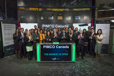 Stuart Graham, Managing Director and Head of PIMCO Canada, joined Ungad Chadda, President, Capital Formation, Equity Capital Markets, TMX Group, to open the market to launch their initial suite of two Exchange Traded Funds (ETFs): PIMCO Monthly Income Fund (Canada) (PMIF); and PIMCO Investment Grade Credit Fund (Canada) (IGCF). PIMCO is a global investment management firm, with offices in 11 countries throughout North America, Europe and Asia. Founded in 1971, PIMCO offers a range of solutions to help millions of investors worldwide meet their needs. PMIF; ICGF and commenced trading on Toronto Stock Exchange on October 2, 2017. (CNW Group/TMX Group Limited)