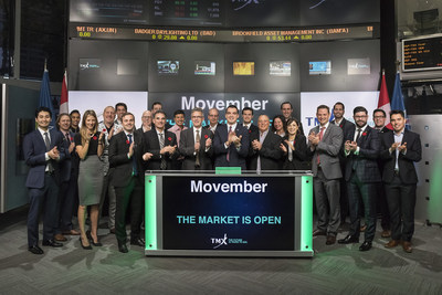 Mo Bros and Mo Sistas joined Steven Mills, Regional Head, TSX Company Services, Toronto Stock Exchange and TSX Venture Exchange to open the market to launch Movember 2017. The annual campaign is the primary fundraiser for the Movember Foundation, a global men's health charity. In 2016, Mo Bros and Mo Sistas from across Canada helped raise $80 million for the Movember Foundation. The funds are distributed to program partners, including Prostate Cancer Canada to support some of the biggest issues affecting men: prostate cancer, testicular cancer and mental health. Movember's vision is to have an everlasting impact on the face of men's health. (CNW Group/TMX Group Limited)