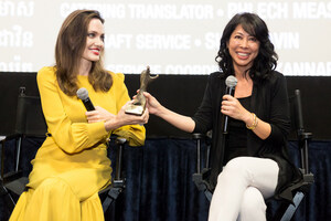 Angelina Jolie and Loung Ung Accept The 'Rising Star' Award on Behalf of Sreymoch Sareum From "First They Killed My Father" at The 3rd Annual Asian World Film Festival