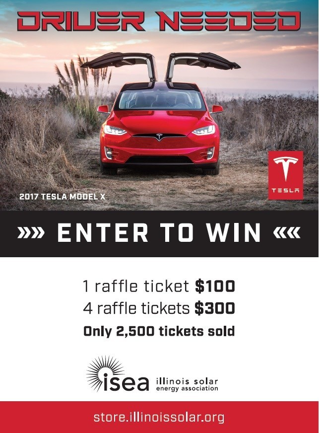 Winner of the American Automobile Association’s Top Green Vehicle overall for 2017, the Tesla Model X is one of the first all-electric SUVs. Win your own by entering ISEA's raffle at store.illinoissolar.org