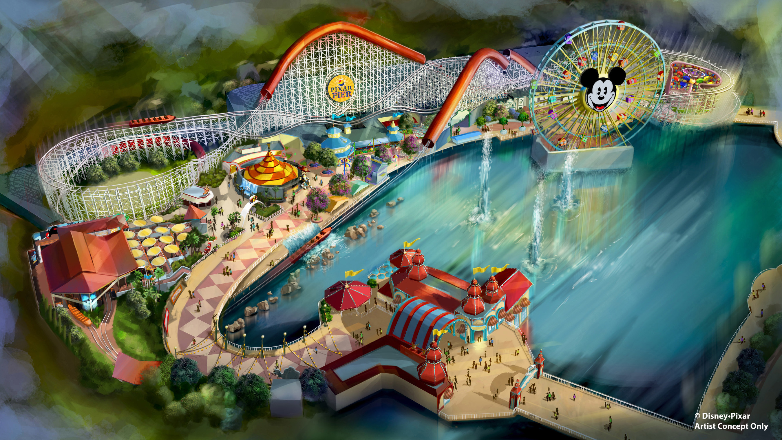 Pixar Pier Opens In Summer 2018 With New Incredicoaster Inspired By The Incredibles At Disney California Adventure Park - disneys v square downtown disney roblox