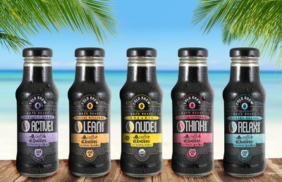 Coffee Blenders Ready-To-Drink line of functional cold brew. LEAN with green coffee bean extract to promote weight wellness, THINK with American ginseng to increase cognitive performance, RELAX with l-theanine to reduce stress and anxiety, & NUDE Organic 100% all natural arabica coffee.