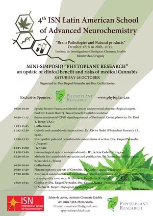 4th ISN Latin American School of Advanced Neurochemistry Organizes First Symposium on Medical Cannabis, Sponsored by Phytoplant Research S.L.