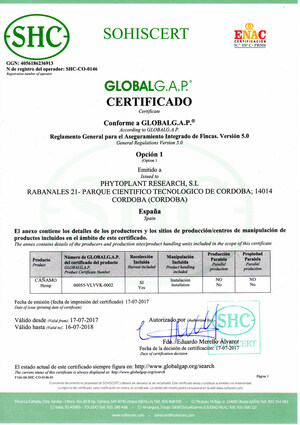 Phytoplant Research S.L. Becomes First Spanish Company to Earn GLOBALG.A.P. Certification for Cultivation of Medicinal Cannabis