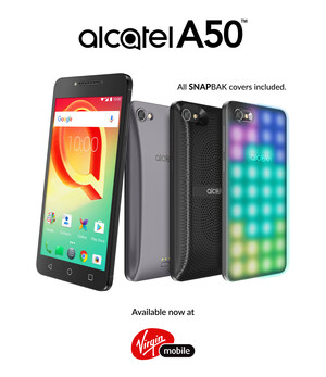 Alcatel's value packed A50 smartphone + SNAPBAK cover bundle is coming to Virgin Mobile starting today