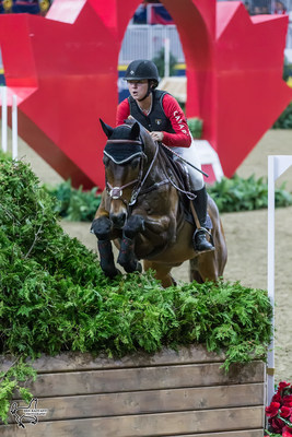 Rachel McDonough of Toronto, ON, leads the $20,000 Horseware Indoor Eventing Challenge after topping the first phase of competition riding Irish Rhythm on Friday, November 3, at Toronto’s Royal Horse Show. Photo by Ben Radvanyi Photography (CNW Group/Royal Agricultural Winter Fair)