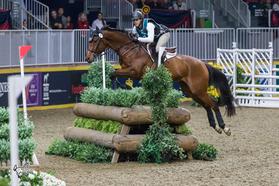 Toronto’s Brandon McMechan was the runner-up in the $20,000 Horseware Indoor Eventing Challenge riding Oscar’s Wild. Photo by Ben Radvanyi Photography (CNW Group/Royal Agricultural Winter Fair)