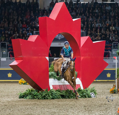 U.S. Olympian Body Martin piloted Kyra to a third place finish in his $20,000 Horseware Indoor Eventing Challenge debut. Photo by Ben Radvanyi Photography (CNW Group/Royal Agricultural Winter Fair)