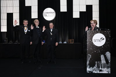 Left to right: 2018 SME Officers Thomas Kurfess, Mark Michalski and Michael Packer are sworn in by 2017 SME President Sandra Bouckley. Not pictured: Susan Smyth and Dianne Chong.