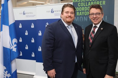 Left: Mathieu Charbonneau, Executive Director, CargoM; Right: Jean D'Amour, Minister for Maritime Affairs and Minister responsible for the Bas-Saint-Laurent region (CNW Group/CargoM)