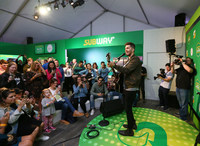 Multi-platinum singer and songwriter Andy Grammer joined Subway® on World Sandwich Day, Nov. 3, 2017, at the “Subway Live Feed Headquarters.” Andy treated guests to an exclusive performance to celebrate World Sandwich Day. Subway donated more than 13.3 million meals to 20 hunger-relief charities around the world. (Photo/Stuart Ramson)