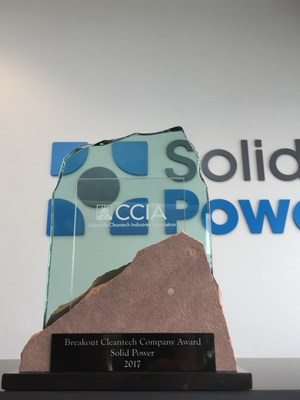Solid Power's 2017 Breakout Cleantech Company Award