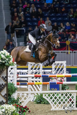 Canada’s own Erynn Ballard of Tottenham, ON, placed second in the $35,000 International Jumper Power and Speed riding Thalys Z on Tuesday, November 7, at the CSI4*-W Royal Horse Show in Toronto, ON. Photo by Ben Radvanyi Photography (CNW Group/Royal Agricultural Winter Fair)