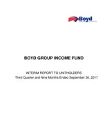 Boyd Group Income Fund Reports Third Quarter Results