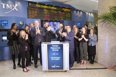 Terry Stephenson, CEO, Vertex Resources Group Ltd. (VTX), joined Kyle Araki, Director, Capital Formation, TSX Venture Exchange, to close the market. Established in 1976, Vertex is a North American provider of environmental and industrial services, including environmental and land consulting, fluid hauling and management, industrial insulation, cleaning and equipment rentals. Vertex is headquartered in Sherwood Park, Alberta and employs approximately 770 employees that service customers in industries such as oil and gas upstream and midstream, utilities, telecommunication, forestry, agriculture and government. Vertex Resource Group Ltd. commenced trading on TSX Venture Exchange on October 18, 2017. (CNW Group/TMX Group Limited)