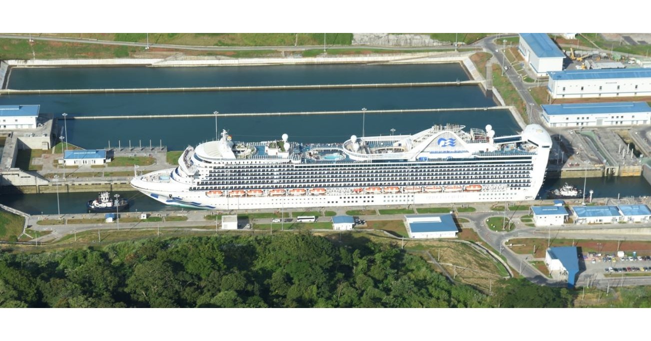Caribbean Princess Traverses Panama Canal As First Ever Neo Panamax Cruise Ship To Sail Through Newly Expanded Locks