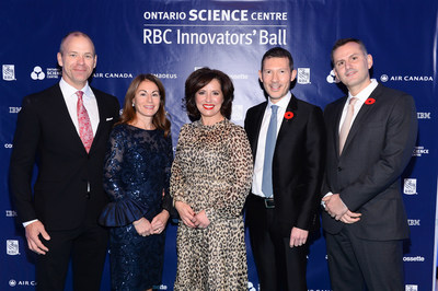 RBC Innovators’ Ball committee members from left to right: Brett Marchand, Cynthia Marchand, Bambina Marcello, Benjamin Smith and Serge Vitale at the 2017 RBC Innovators’ Ball, which netted a record $600,000 to support the Ontario Science Centre and its vital community access programs. (CNW Group/Ontario Science Centre)